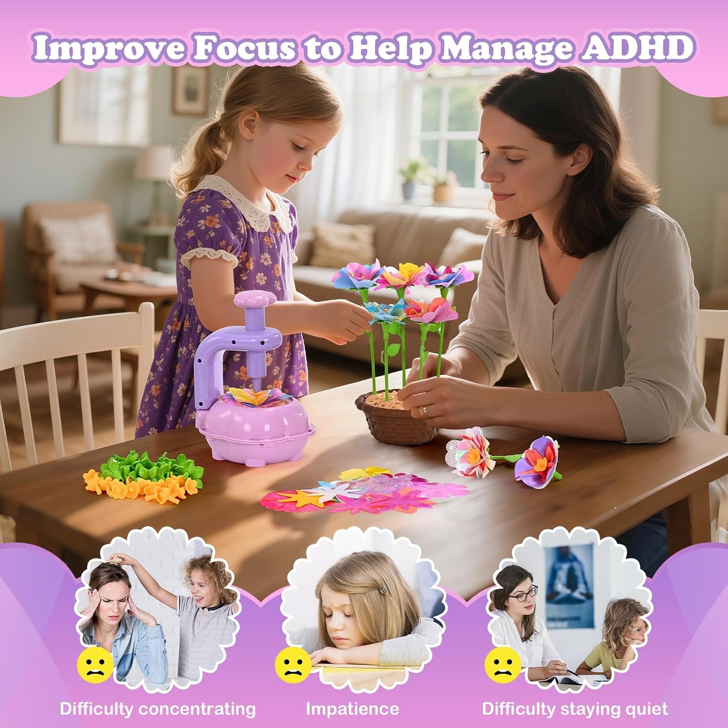 Flower Press Craft Kit for Kids, detail view