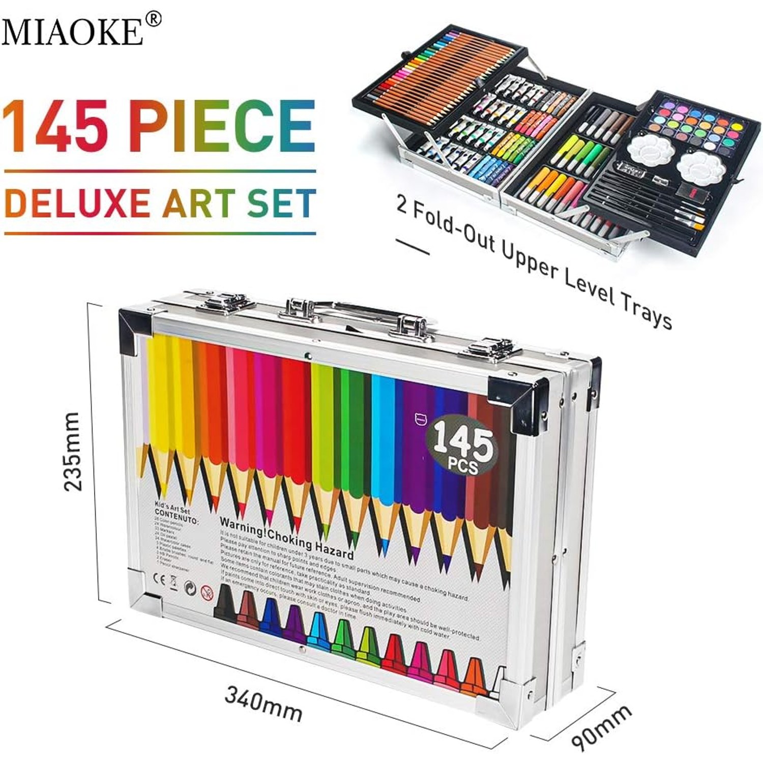 145-Piece Kids Drawing Set in Aluminium Case