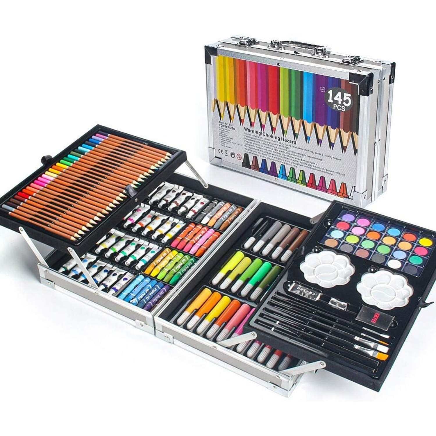 145-Piece Kids Drawing Set in Aluminium Case