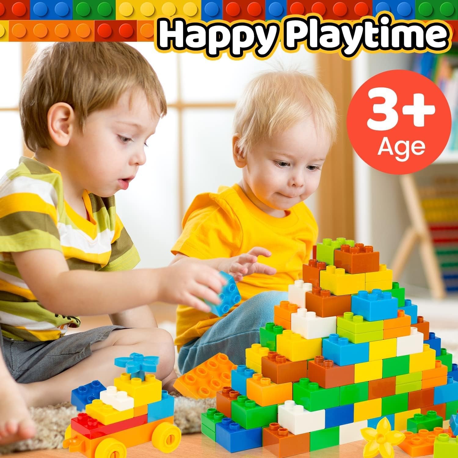 Large Building Blocks 81 Piece Set with Base Plates