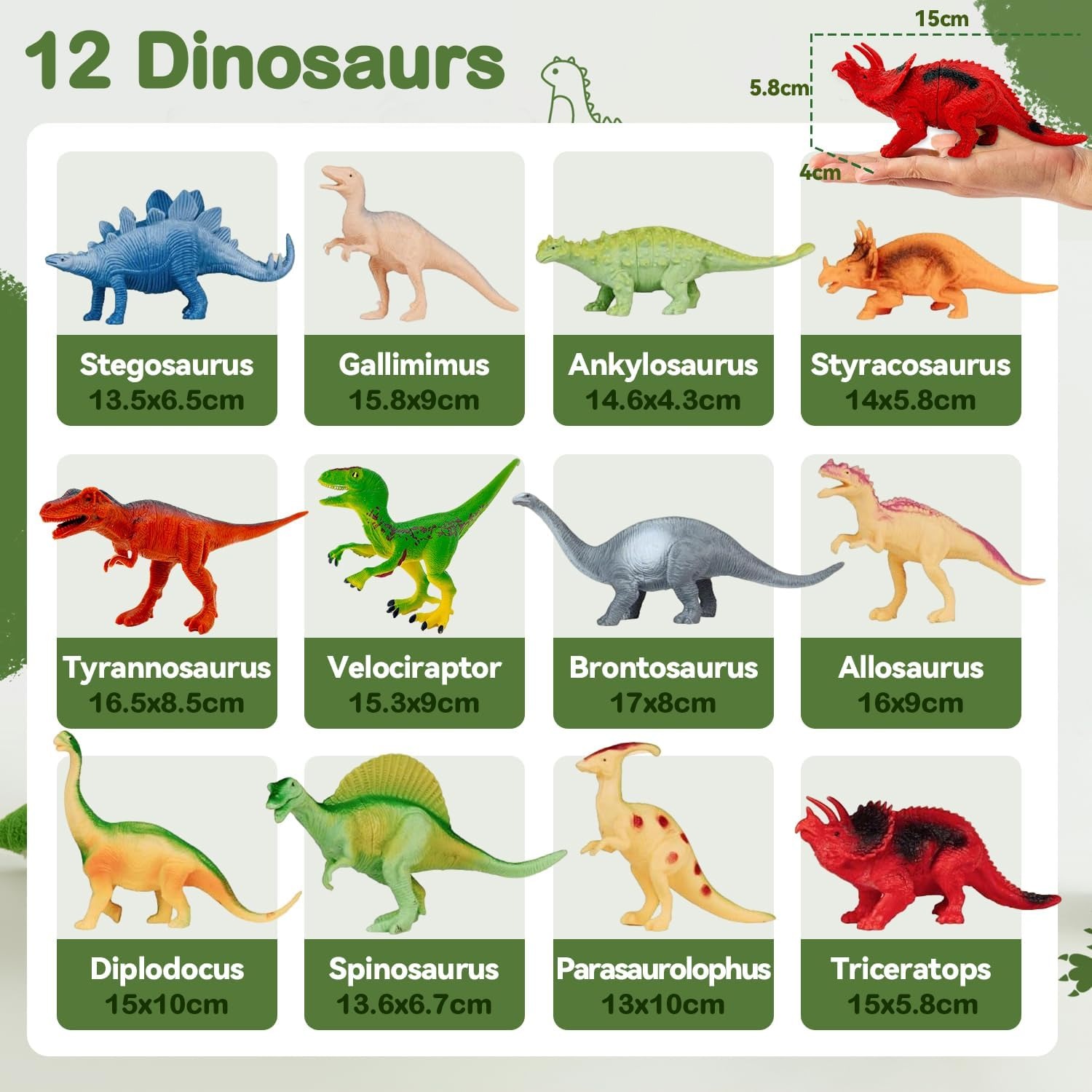 Dinosaur Figures 12 Pack Realistic Toy Dinosaur Set