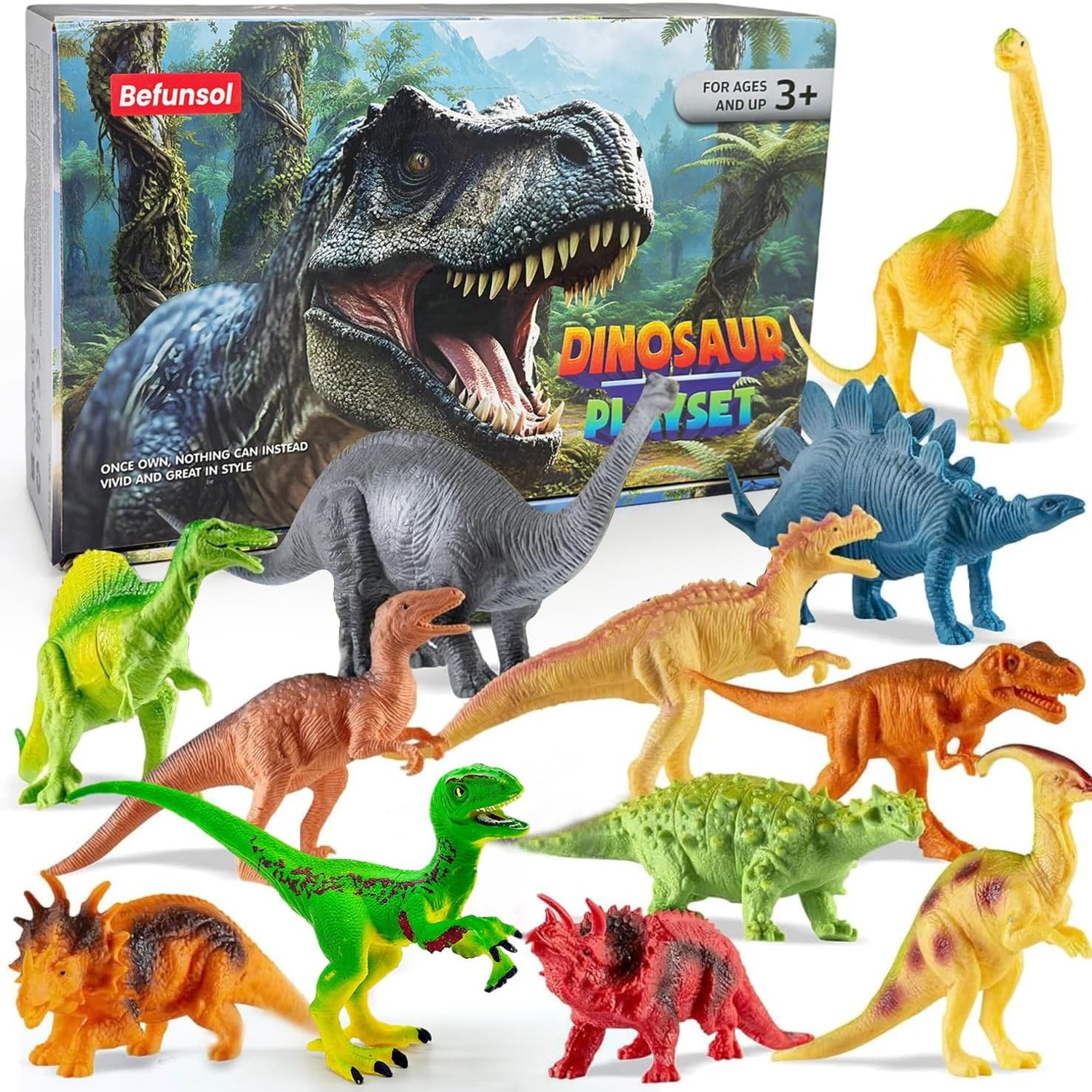 Dinosaur Figures 12 Pack Realistic Toy Dinosaur Set