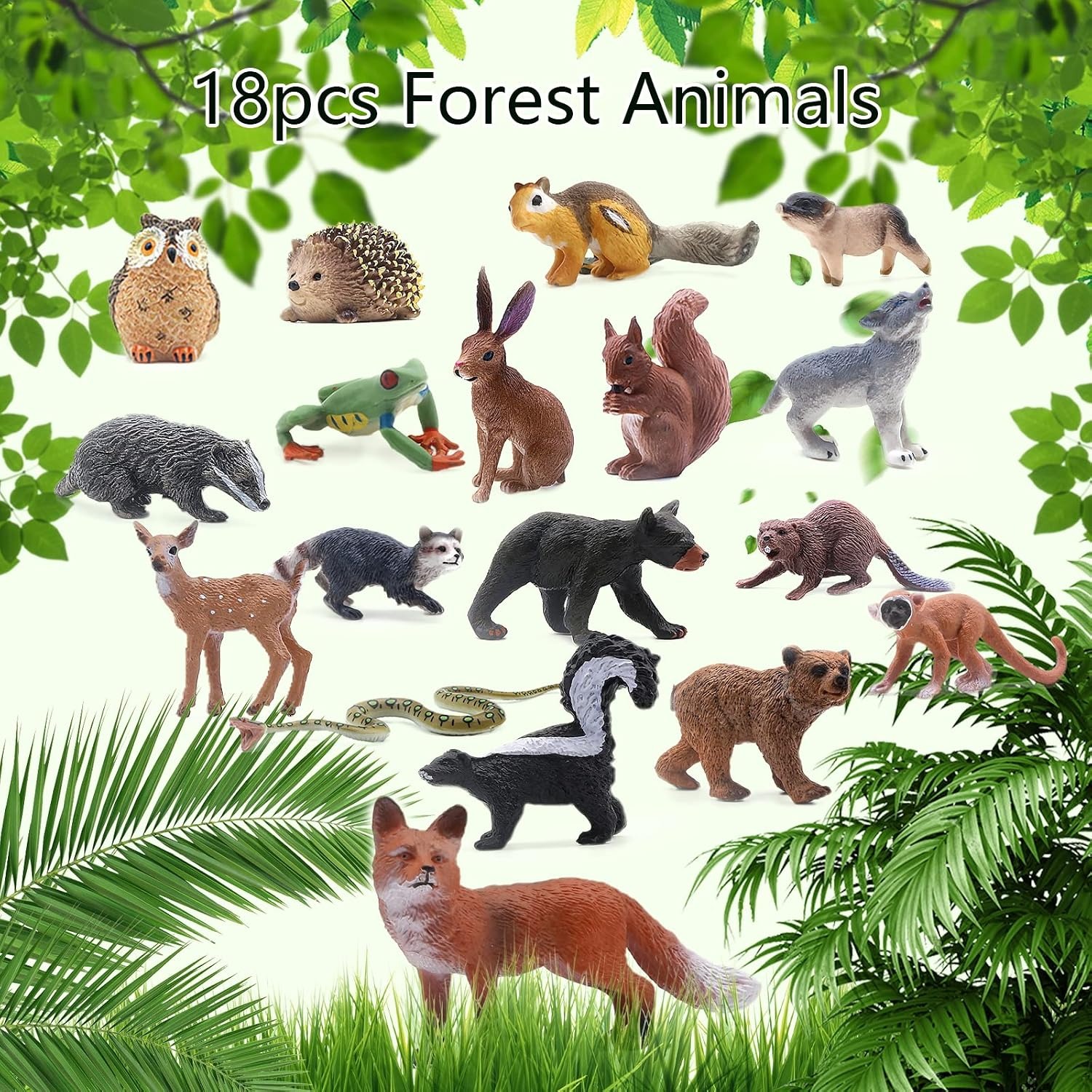 Forest Animal Figures 18 Piece Woodland Play Set