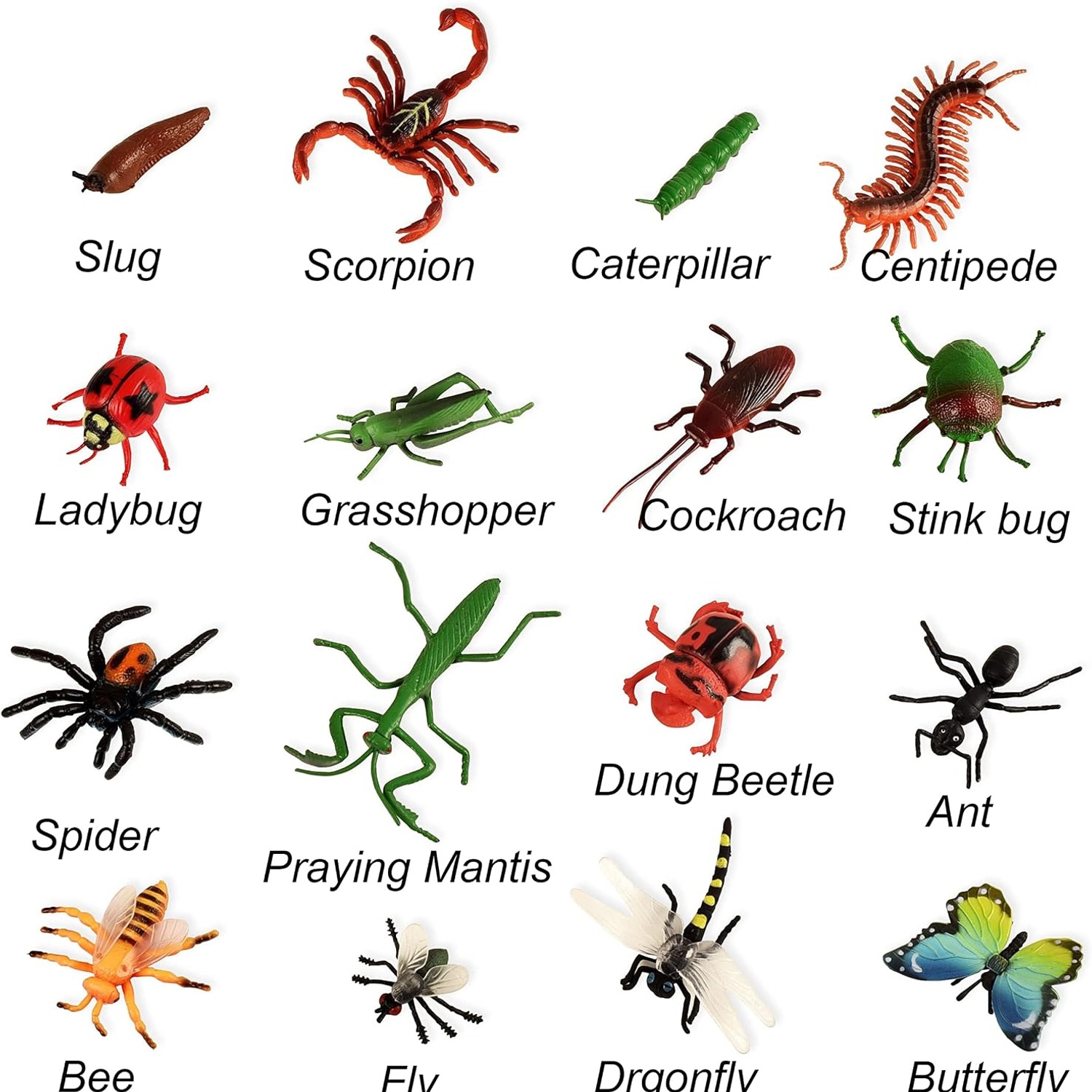 16 Piece Realistic Insect Figures Set