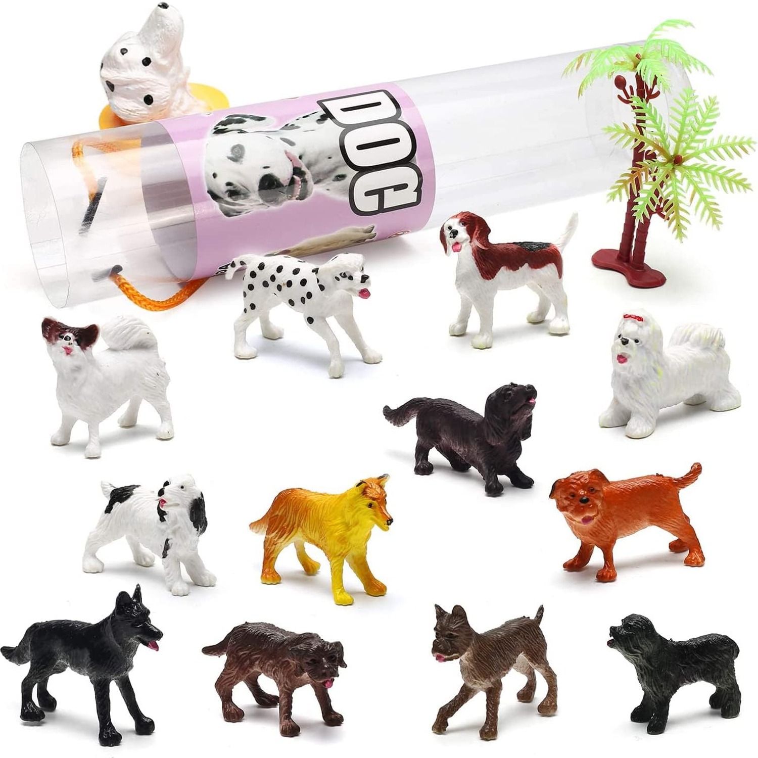 82 Piece Mini Animal Figures Set with Six Storage Tubes