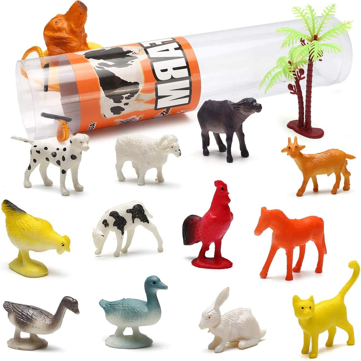 82 Piece Mini Animal Figures Set with Six Storage Tubes
