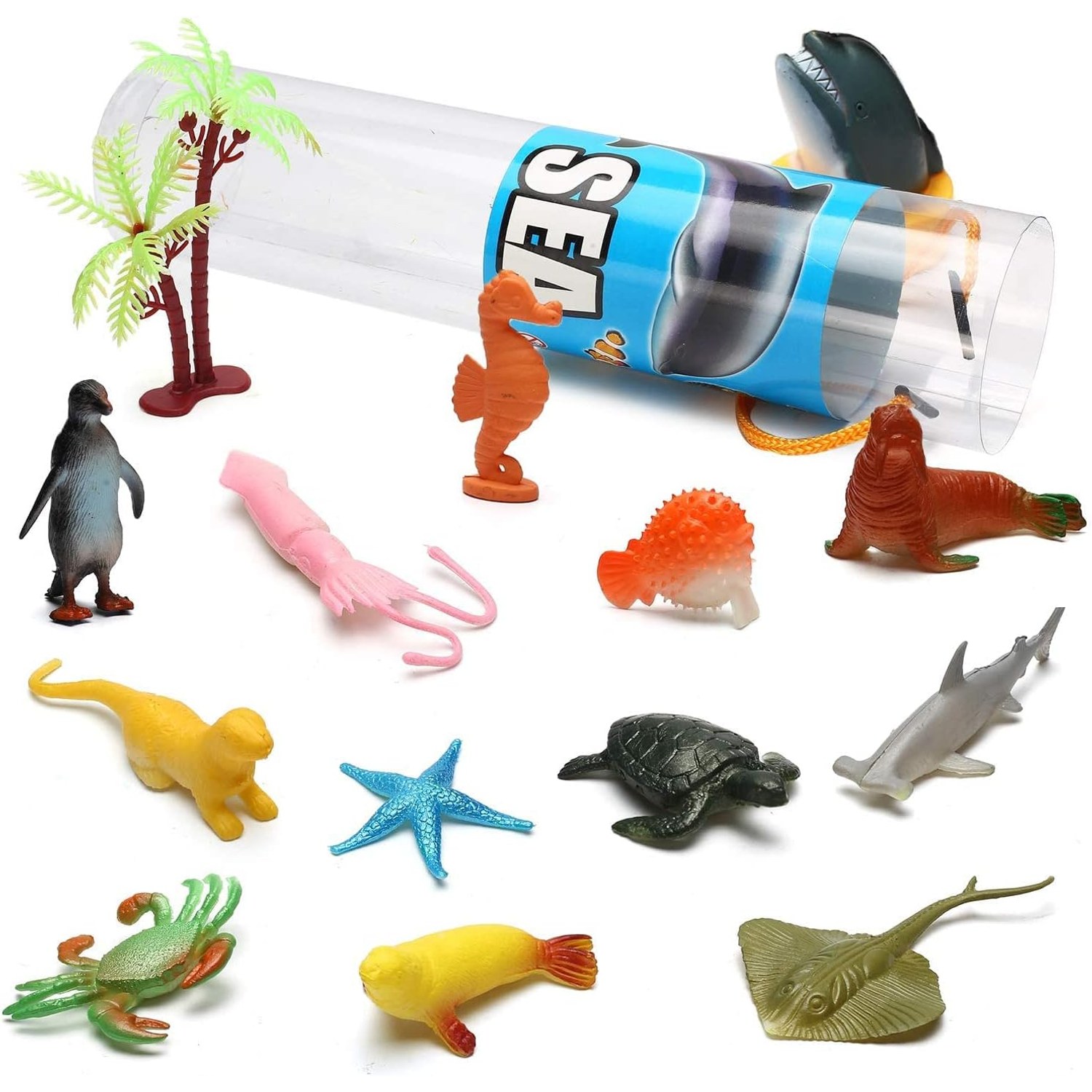 82 Piece Mini Animal Figures Set with Six Storage Tubes: image 7