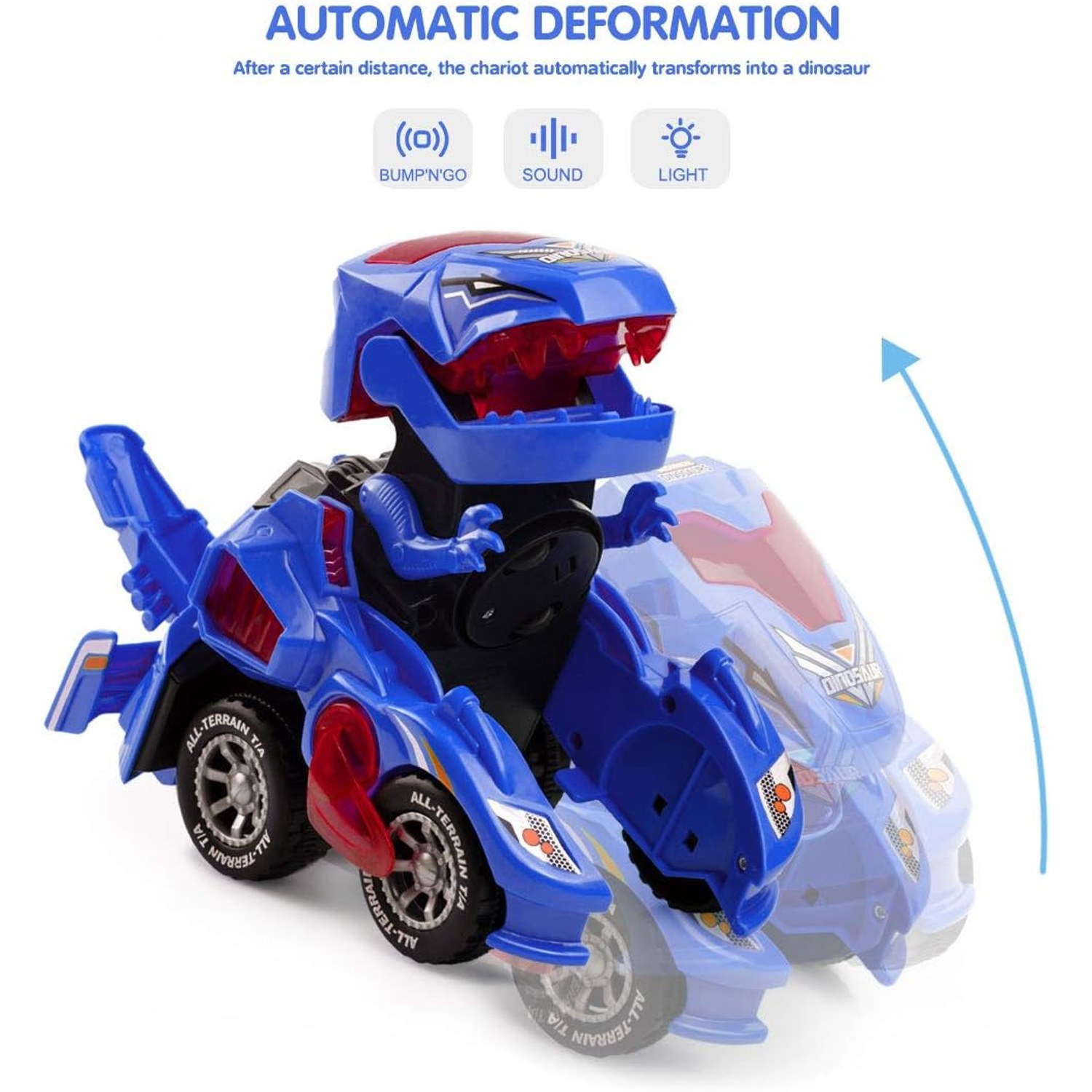 Transforming Dinosaur Car Toy with Lights and Sounds