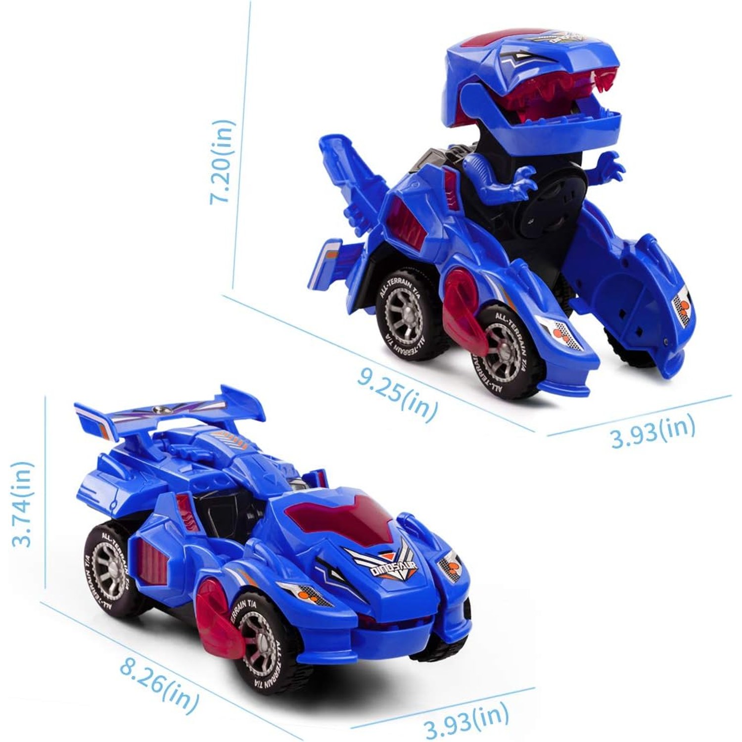 Transforming Dinosaur Car Toy with Lights and Sounds