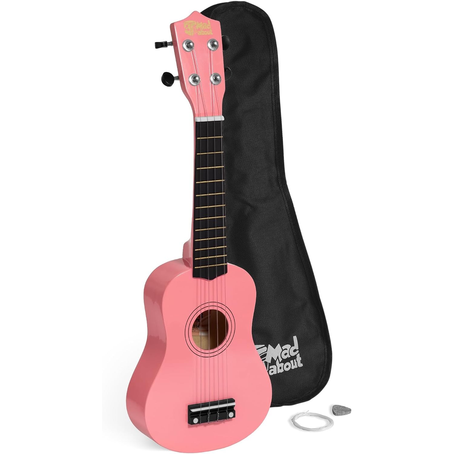 Pink Soprano Ukulele Beginner Set with Bag, Pick and Spare Strings
