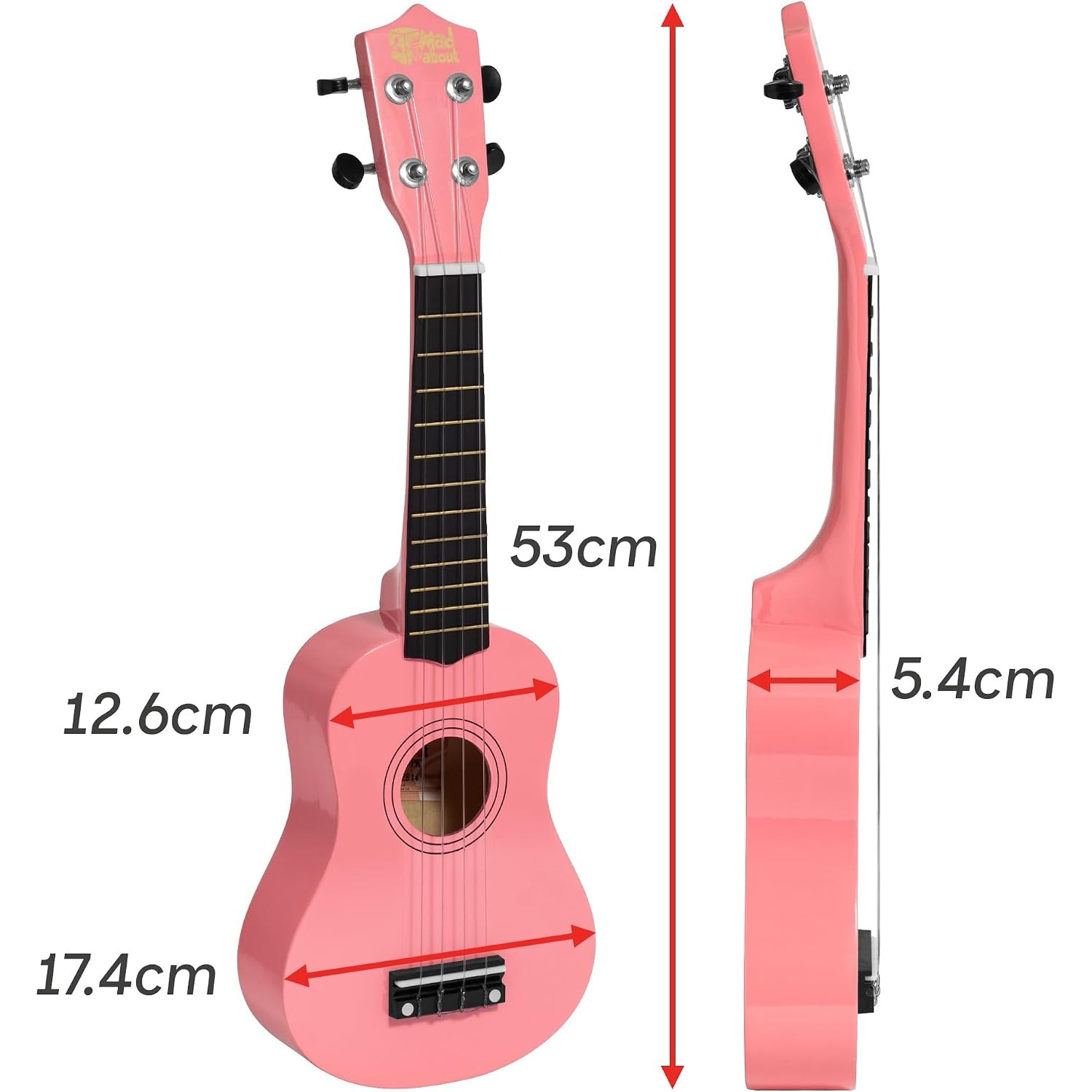 Pink Soprano Ukulele Beginner Set with Bag, Pick and Spare Strings