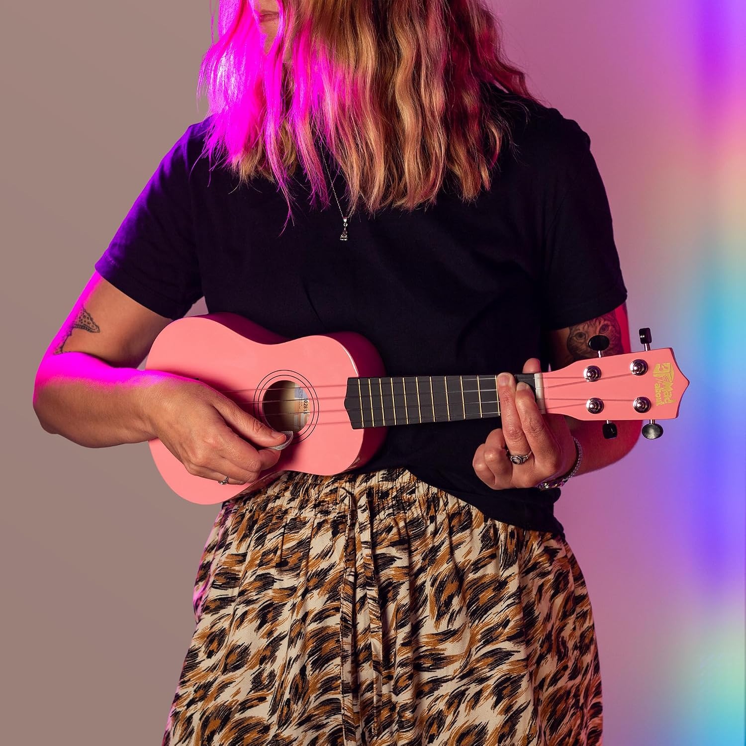 Pink Soprano Ukulele Beginner Set with Bag, Pick and Spare Strings