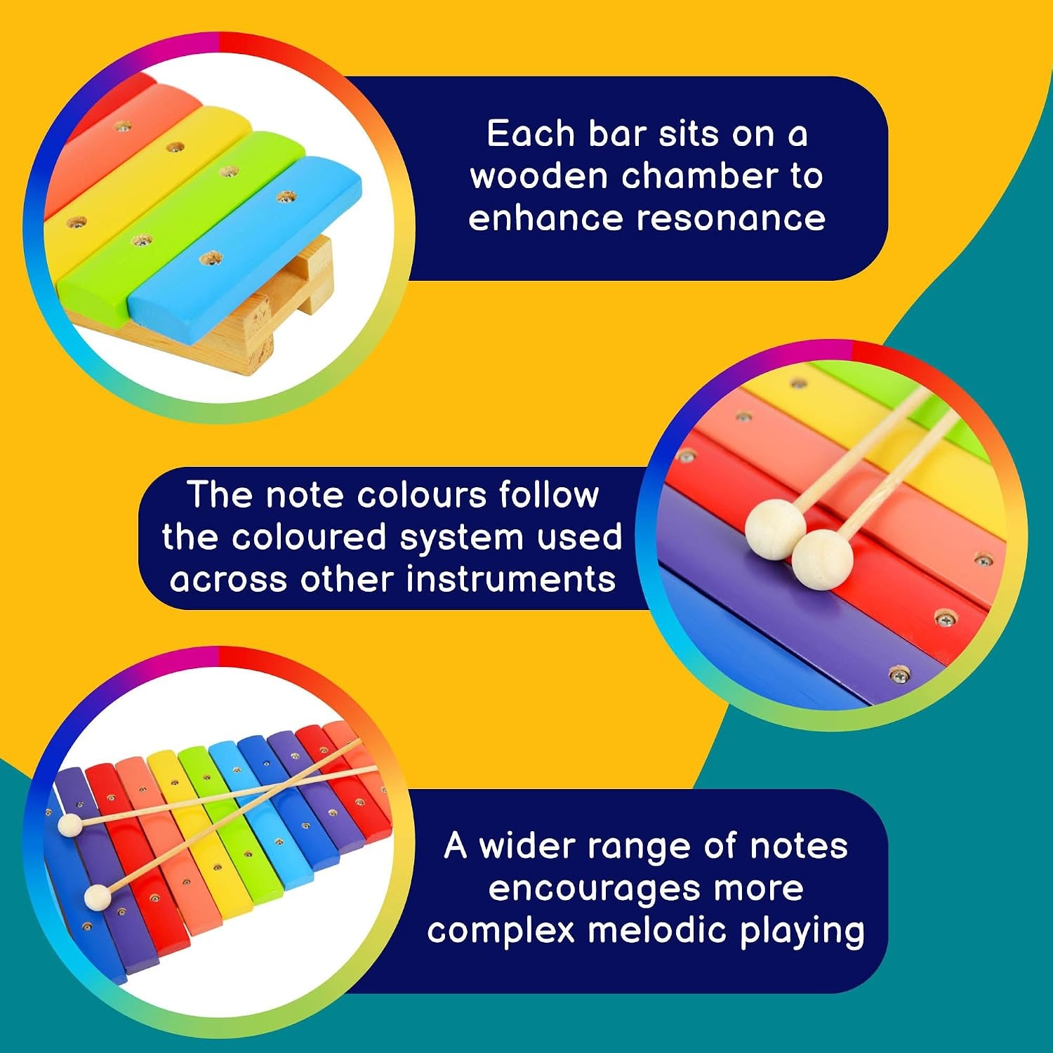 15 Note Rainbow Xylophone with Beaters: image 2