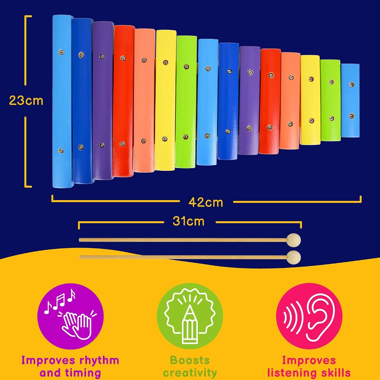15 Note Rainbow Xylophone with Beaters: image 3