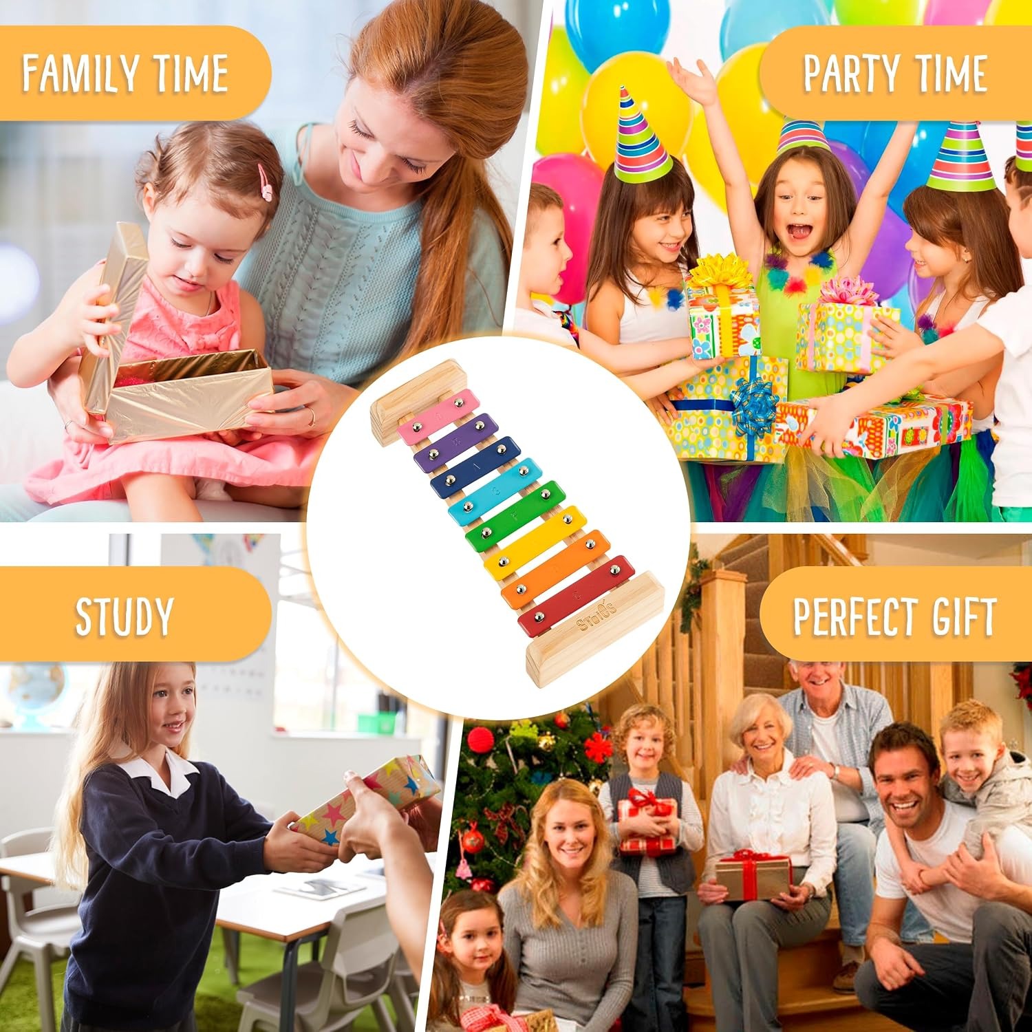 Rainbow 8-Note Wooden Xylophone for Kids: image 5