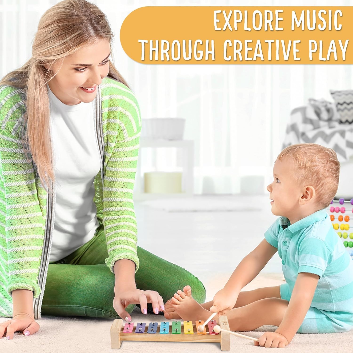 Rainbow 8-Note Wooden Xylophone for Kids: image 7