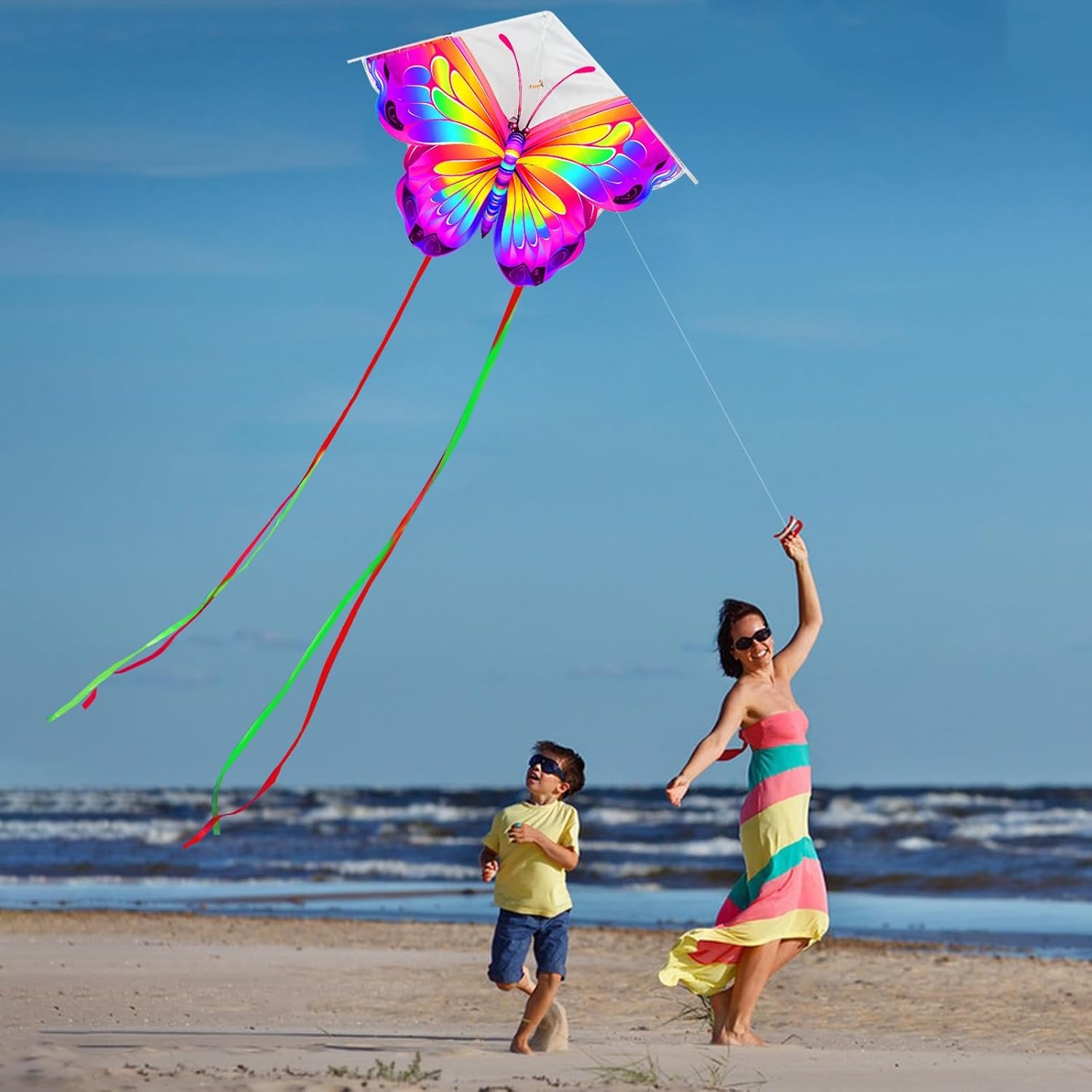 Butterfly Kite 2 Pack with Tails, Handles and Carry Bag