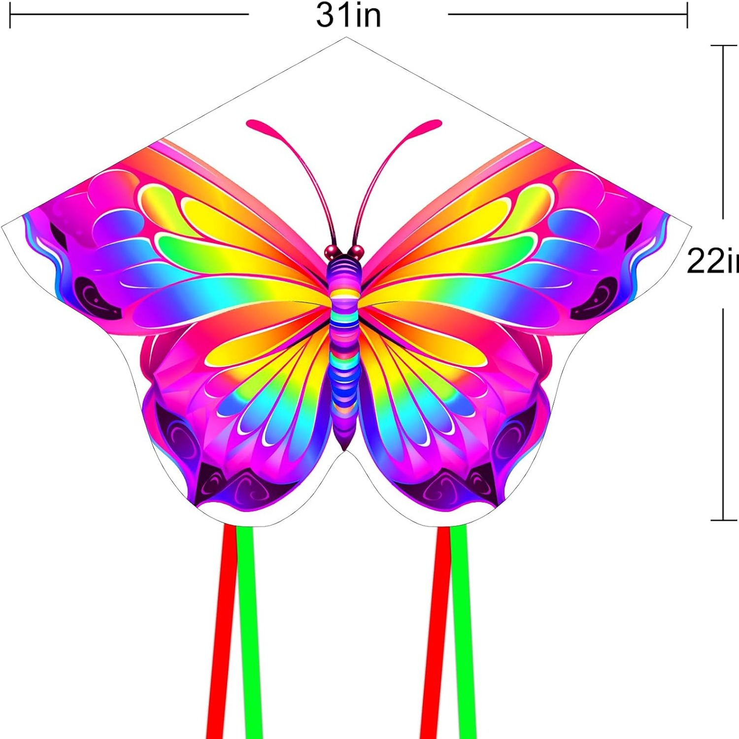 Butterfly Kite 2 Pack with Tails, Handles and Carry Bag