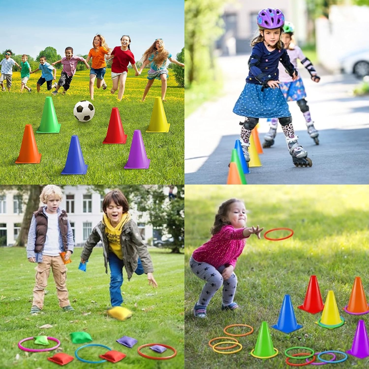 3-in-1 Carnival Games Set with Cones, Rings and Bean Bags