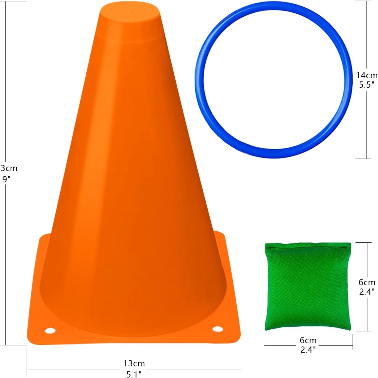 3-in-1 Carnival Games Set with Cones, Rings and Bean Bags