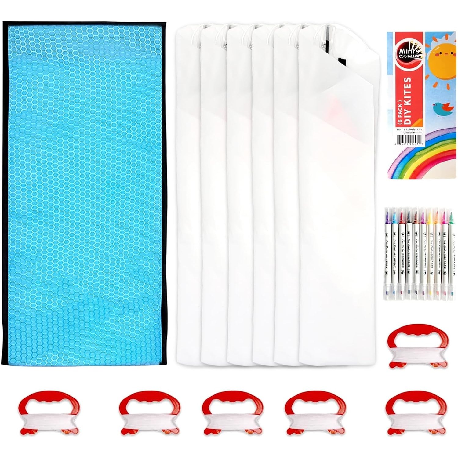 DIY Kite Making Kit (6 Blank Diamond Kites, Markers & Tails): image 2