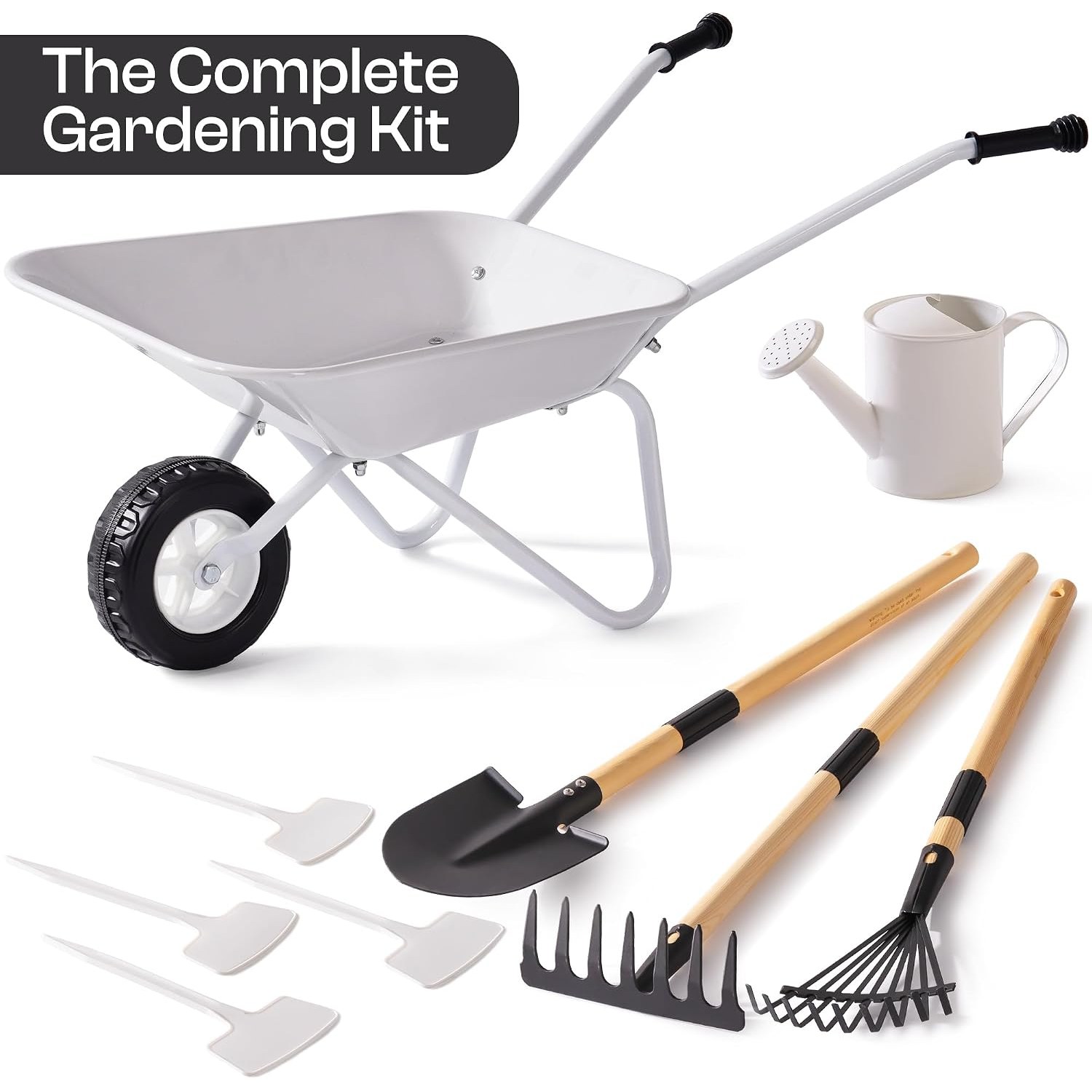 Kids Metal Wheelbarrow Garden Set