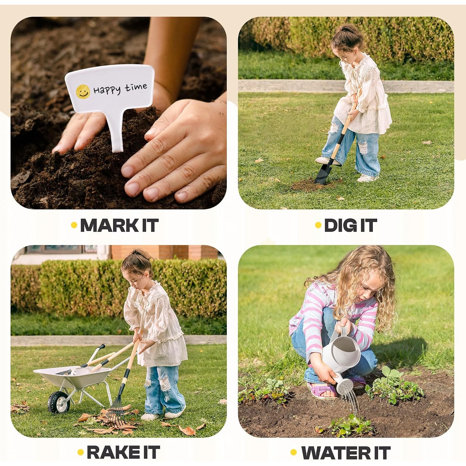 Kids Metal Wheelbarrow Garden Set
