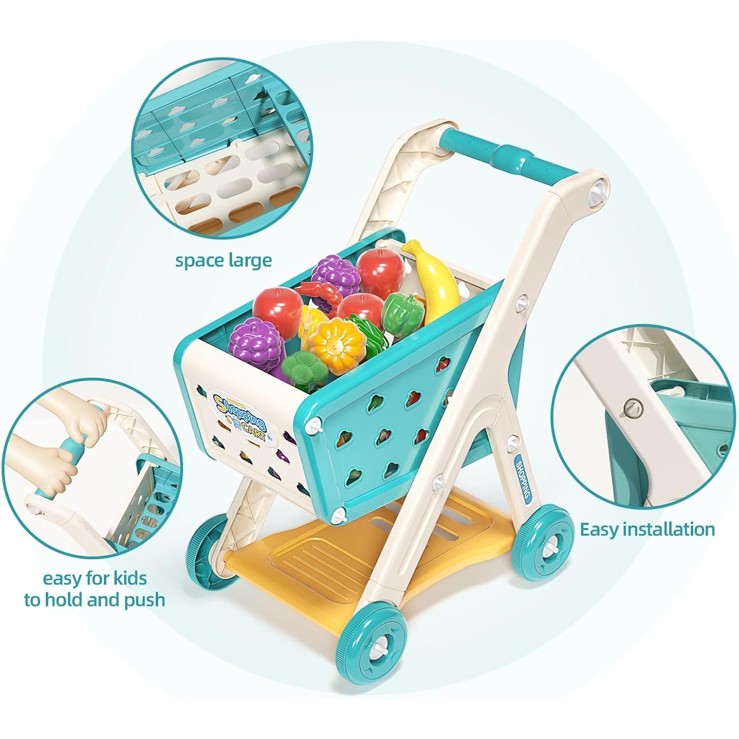 Kids Shopping Trolley Play Set with 102 Pieces