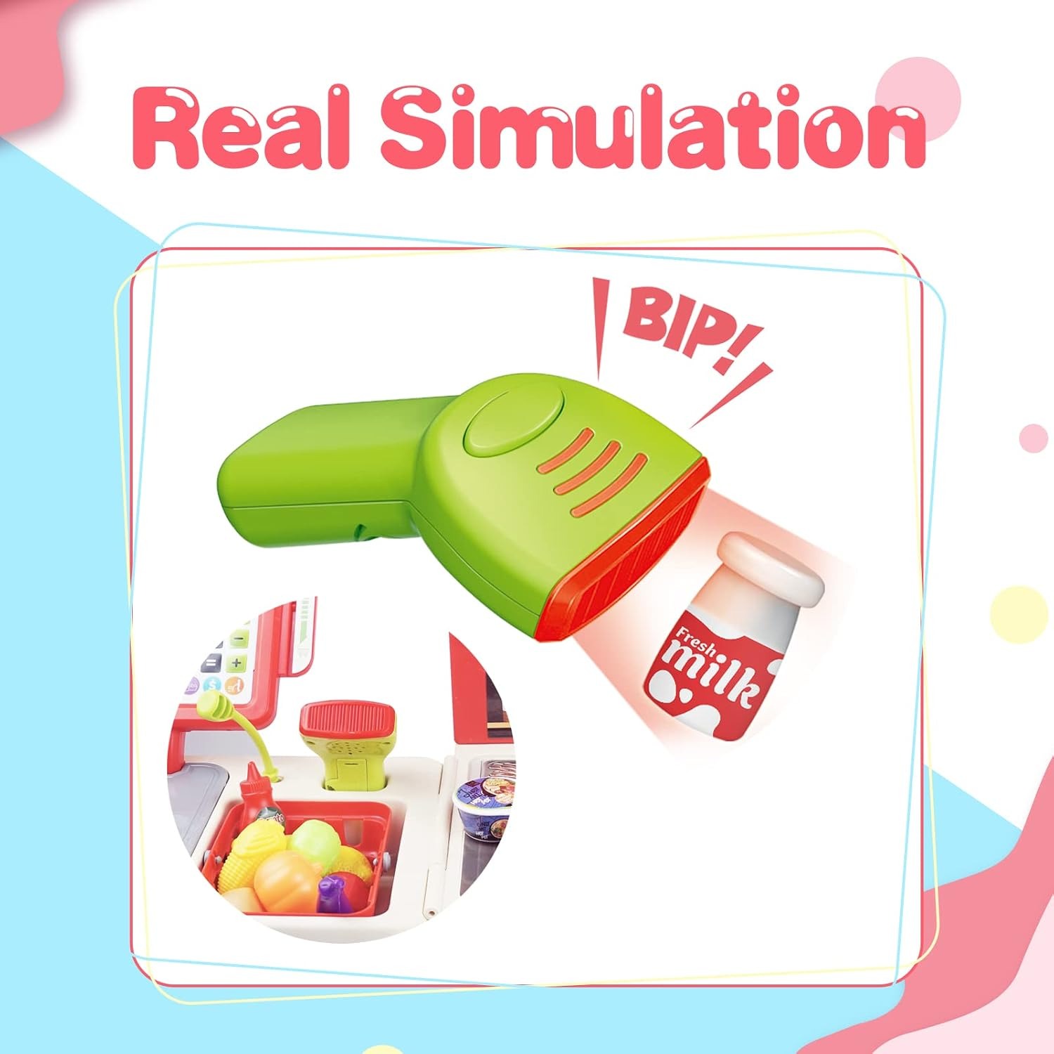 Toy Cash Register with Scanner and Play Shop Set