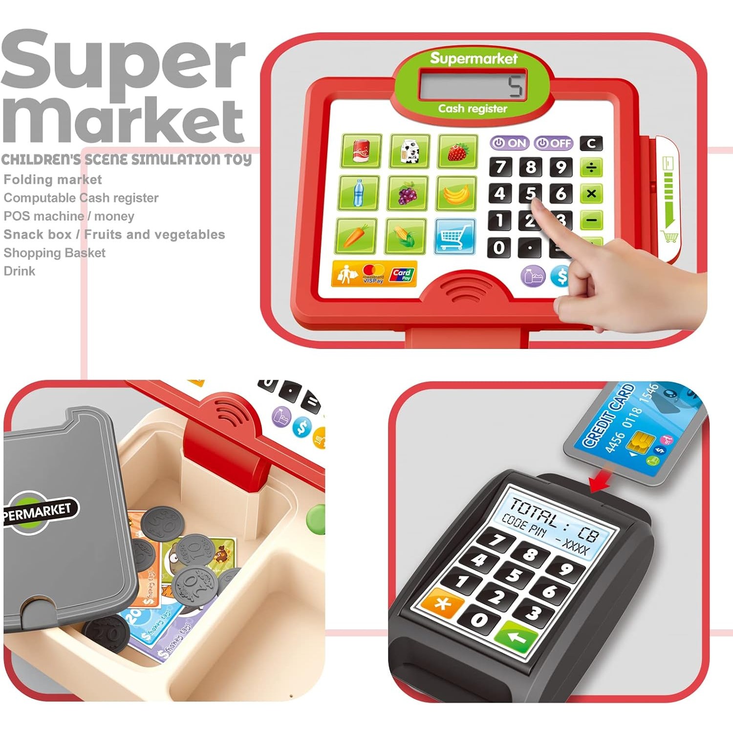 Toy Cash Register with Scanner and Play Shop Set