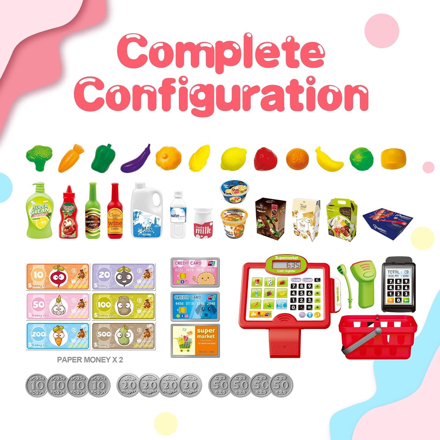 Toy Cash Register with Scanner and Play Shop Set: image 8