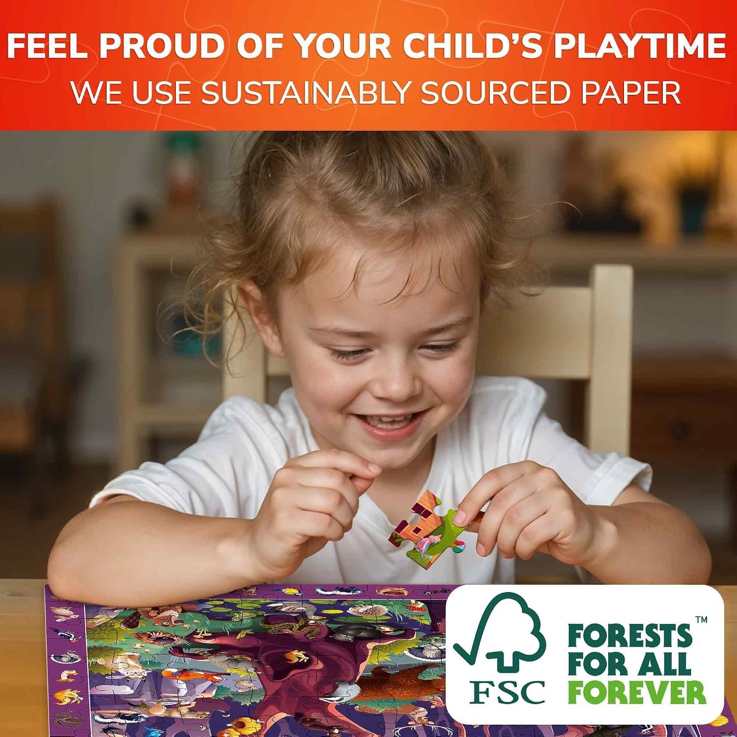100 Piece Puzzles 4 Pack with Dinosaurs, Ocean and Forest Animals