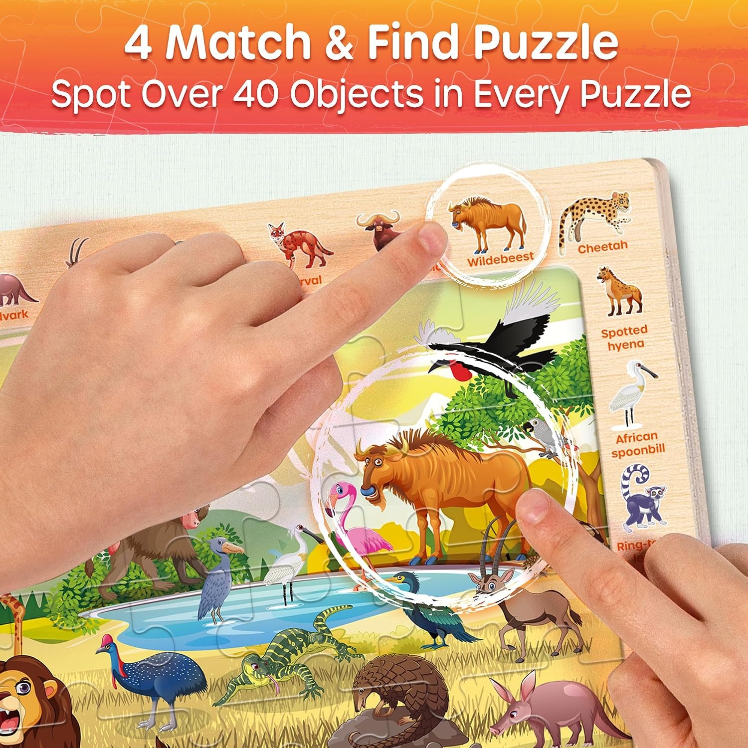 Wooden Animal Puzzles 4 Pack (60 Pieces)