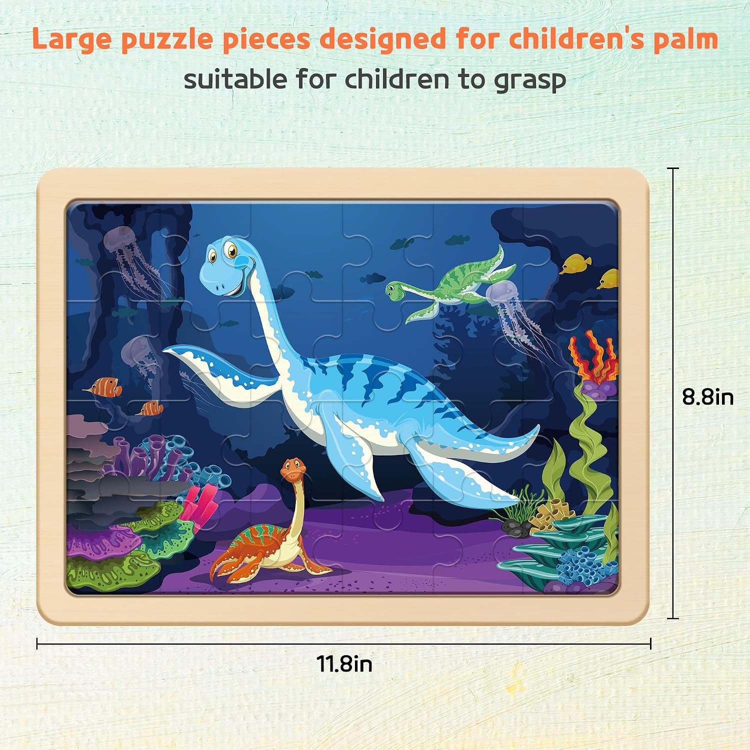 Wooden Dinosaur Puzzles 4-Pack (96 Pieces)