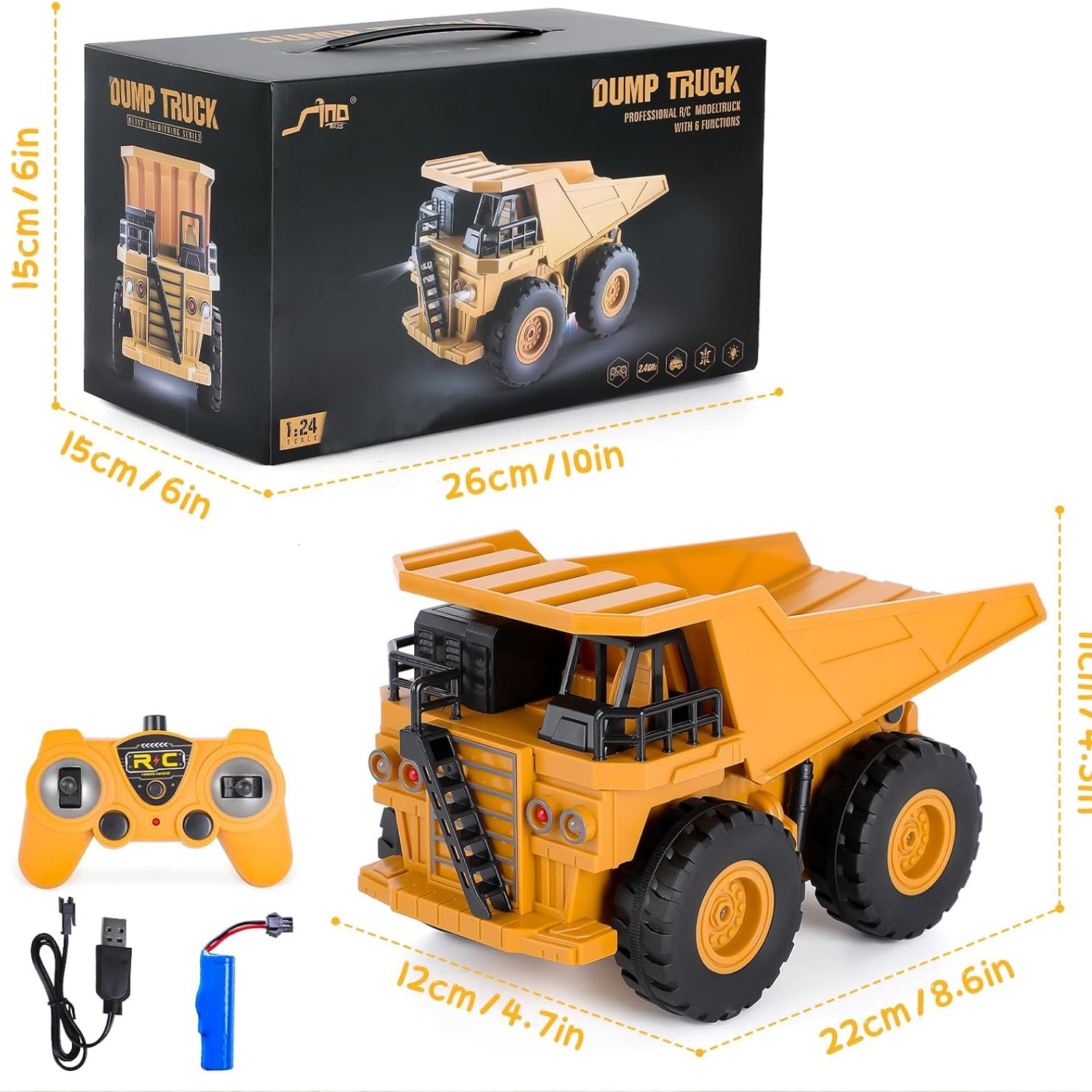 1:24 Scale RC Dump Truck with Lights and Sounds: image 6