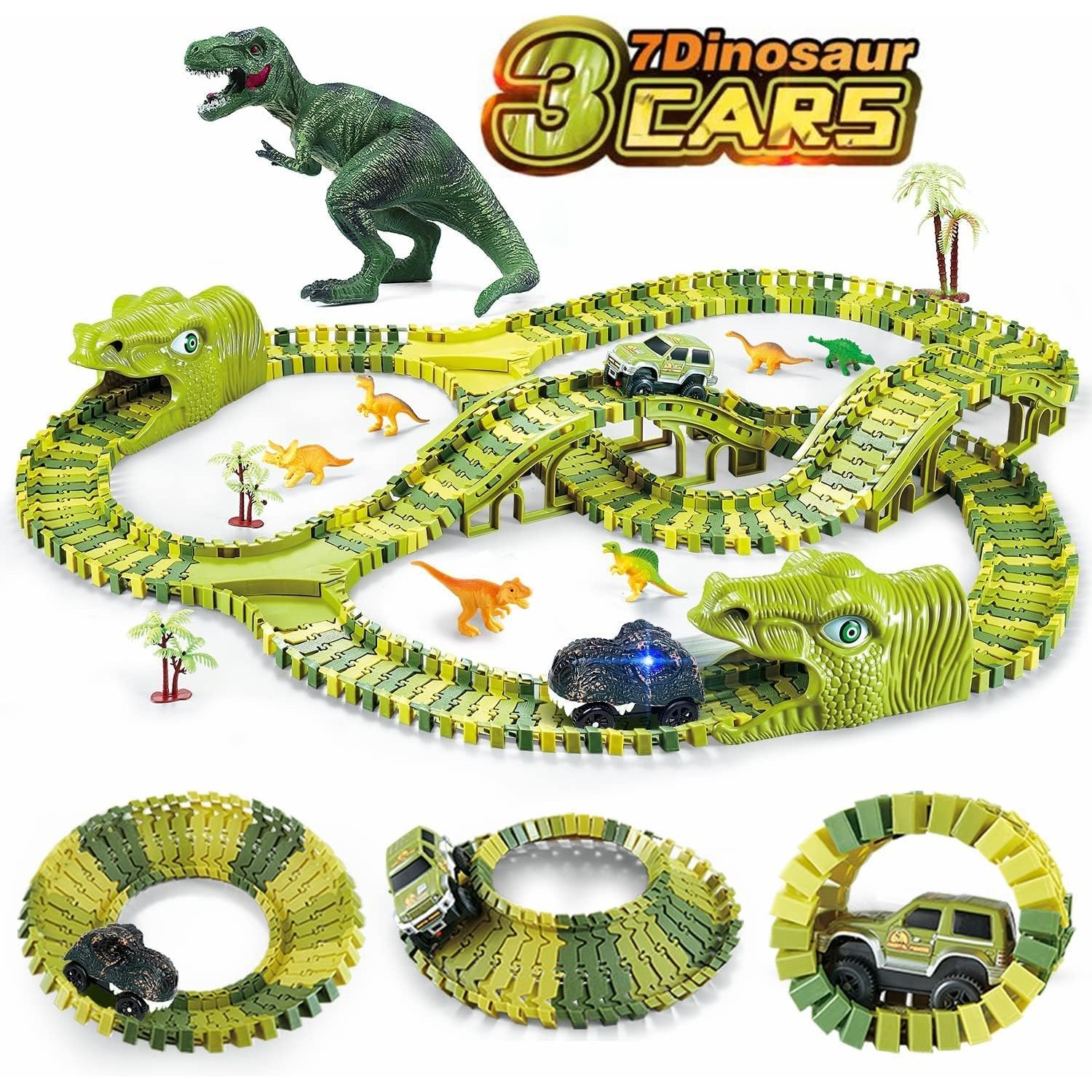 Dinosaur Track Set 260 Piece Flexible Race Track Playset