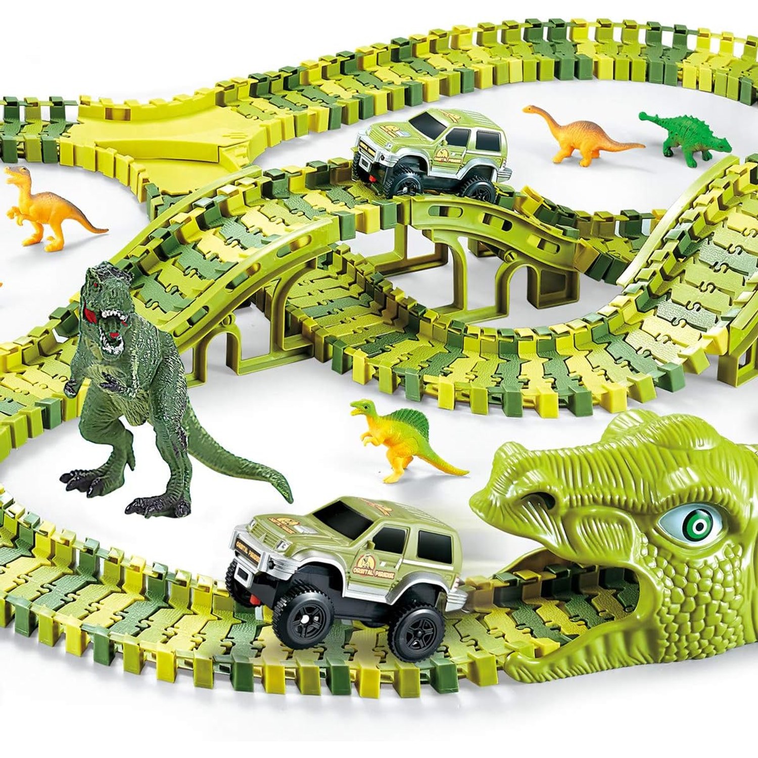 Dinosaur Track Set 260 Piece Flexible Race Track Playset: image 7
