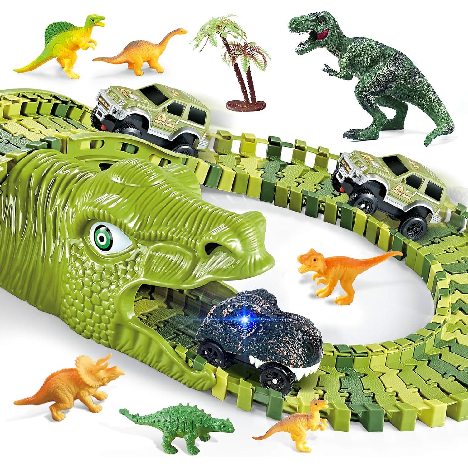 Dinosaur Track Set 260 Piece Flexible Race Track Playset: image 8