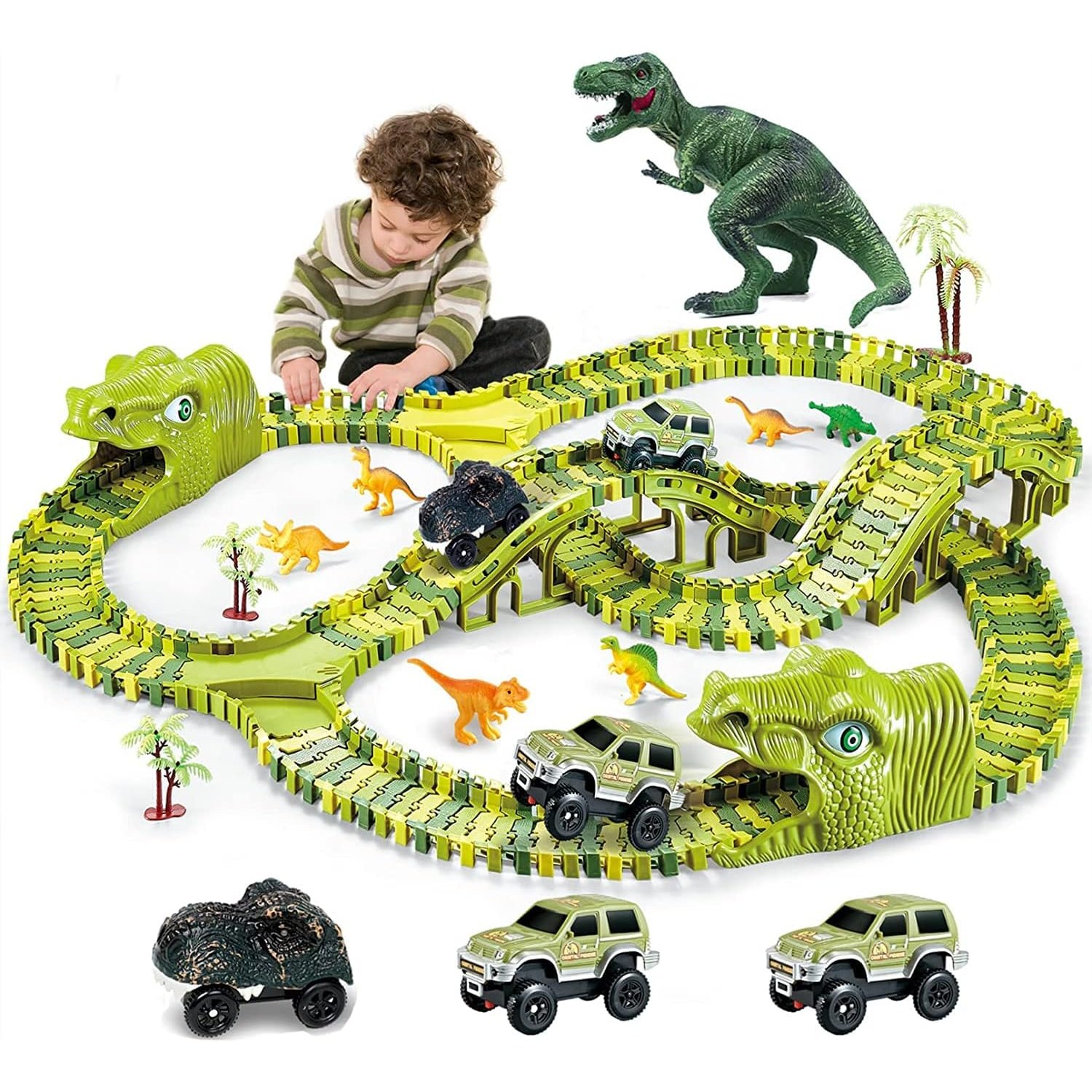 Dinosaur Track Set 260 Piece Flexible Race Track Playset