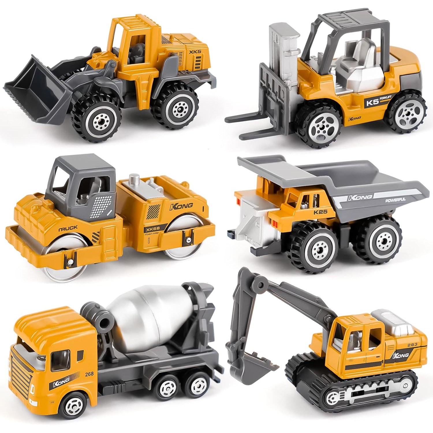 Metal Construction Vehicles 6 Pack Die-Cast Toy Set