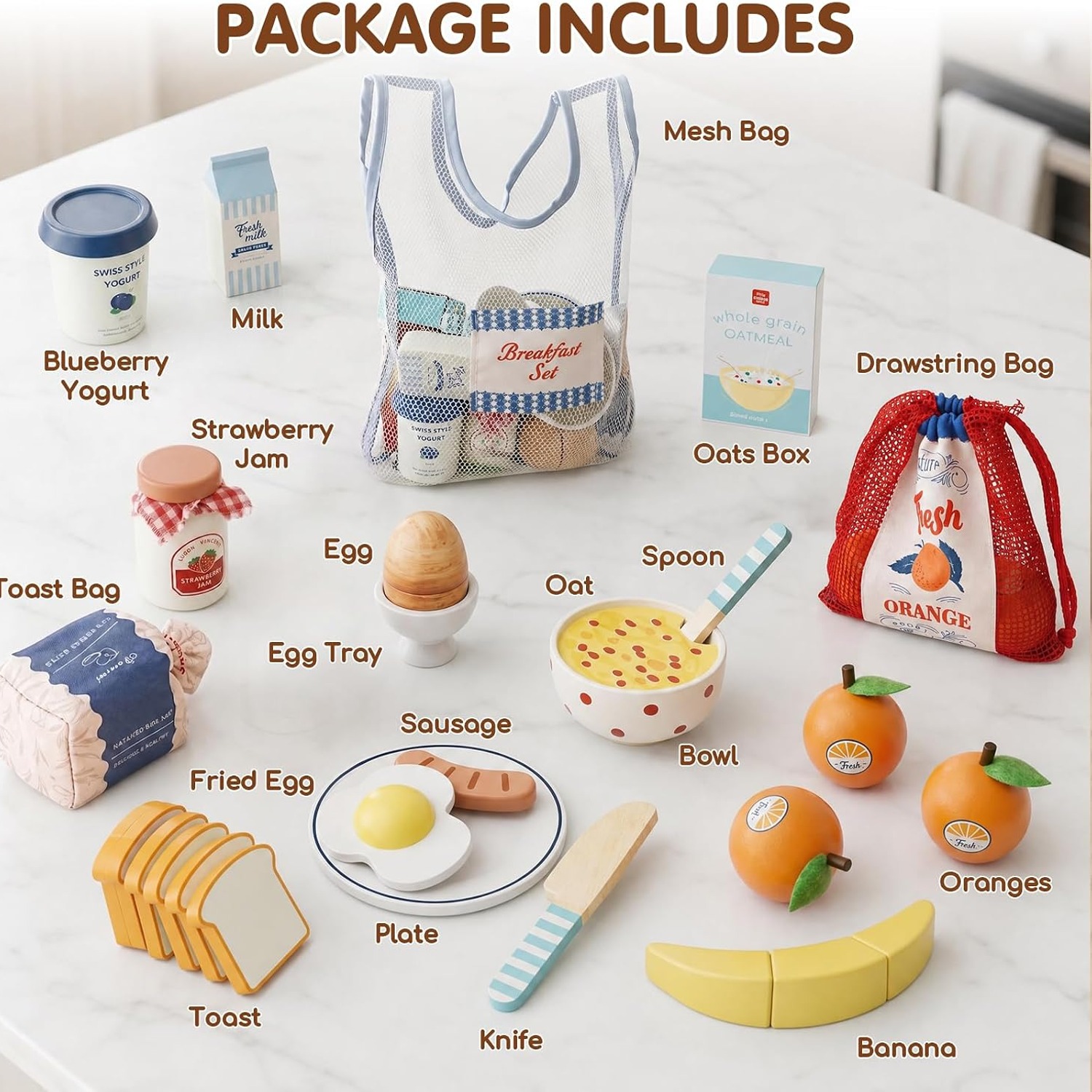Wooden Breakfast Play Food Set