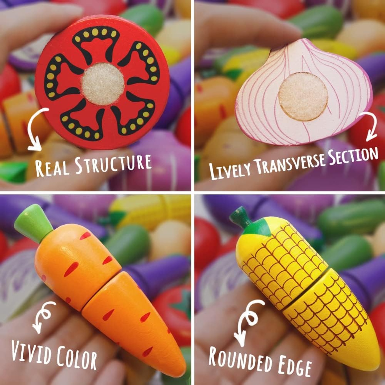 Wooden Cutting Play Food Set with Knife and Storage Box