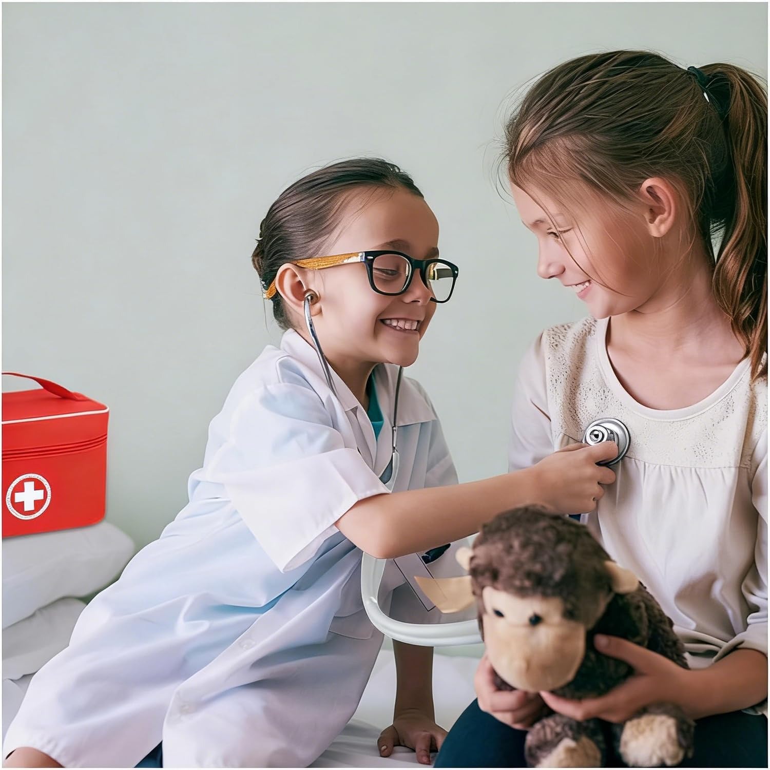 Wooden Doctor Play Set with Stethoscope, Coat and Carry Bag